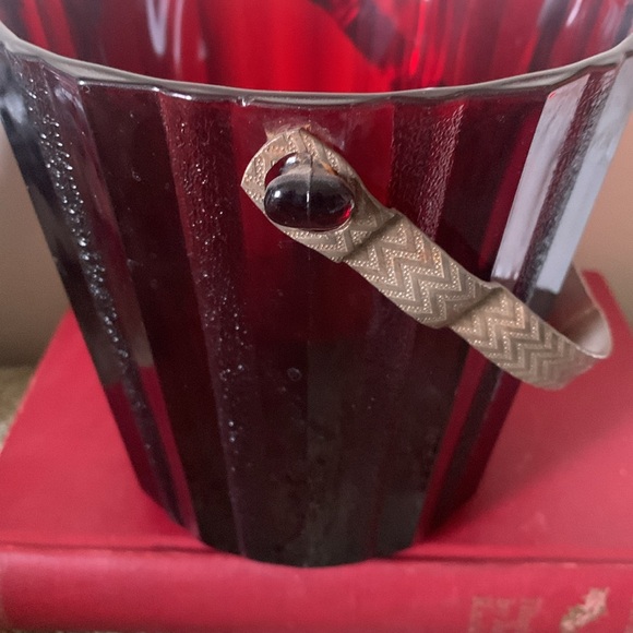 RUBY RED ANCHOR HOCKING VINTAGE ICE BUCKET - Picture 5 of 7
